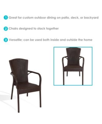 Faux Wood Design Plastic All-Weather Commercial-Grade Segesta Indoor/Outdoor Patio Dining Chair