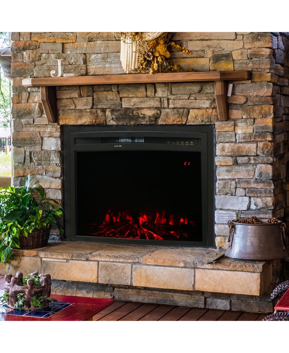 Cozy Warmth Indoor Electric Fireplace Insert - Modern Horizontal Recessed Mount
