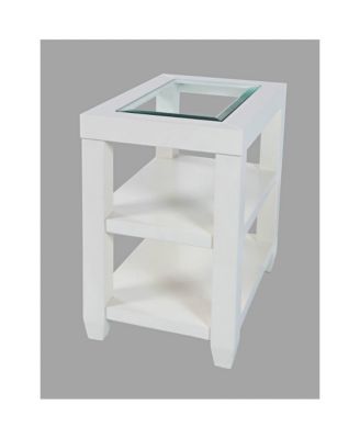 Urban Icon Contemporary Glass Inlay Chair Side End Table with Storage