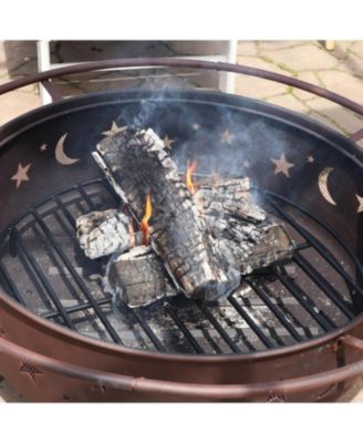 Outdoor Heavy-Duty Steel with High-Temperature Finish Round Fire Pit Firewood Log Grate - Black