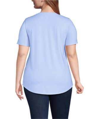 Plus Size Short Sleeve Power Performance Scoop Neck Curved Hem Tunic Tee