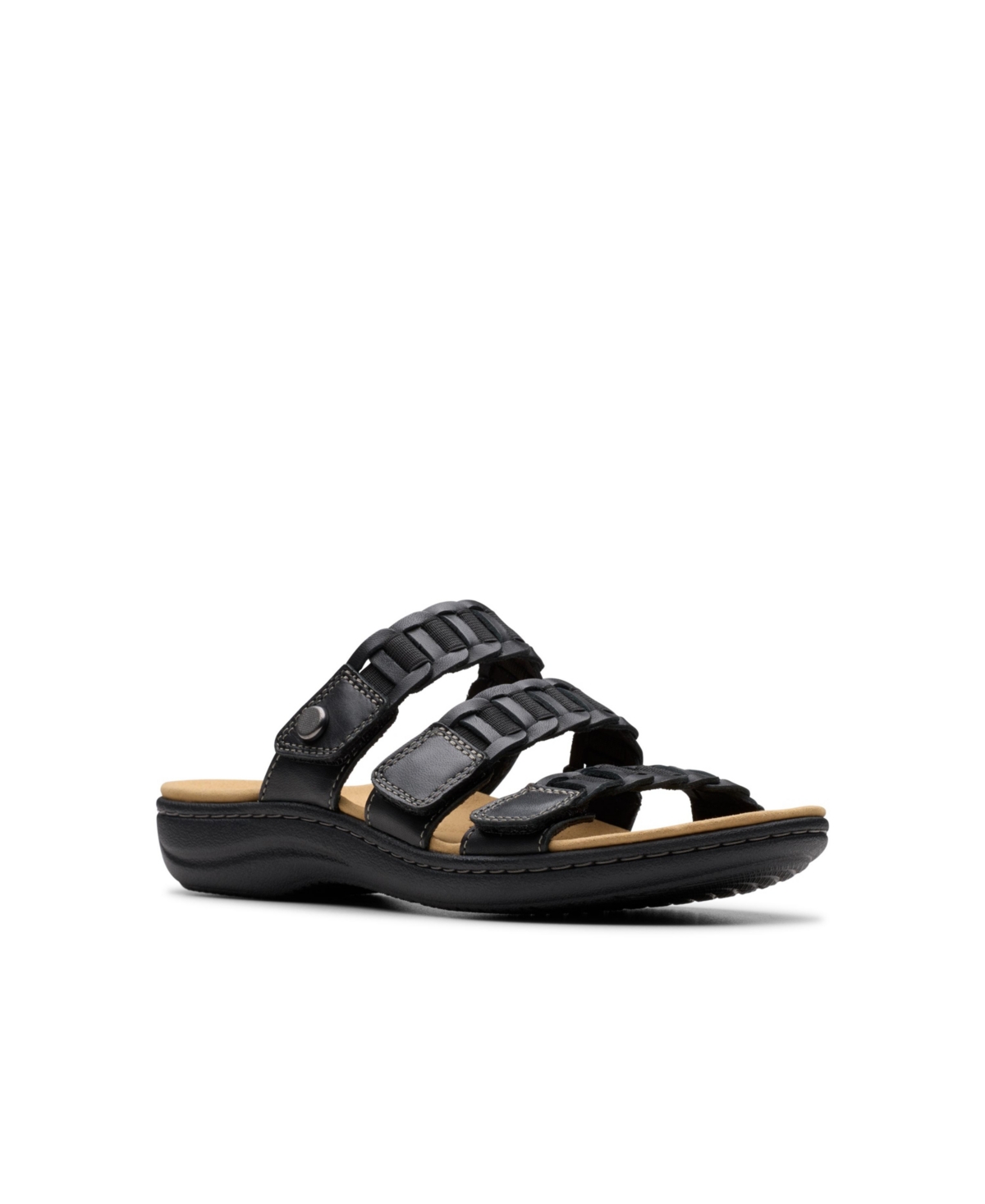 Clarks Collection Women's Laurieann Hope Slip-on Flat Sandals In Black Leather