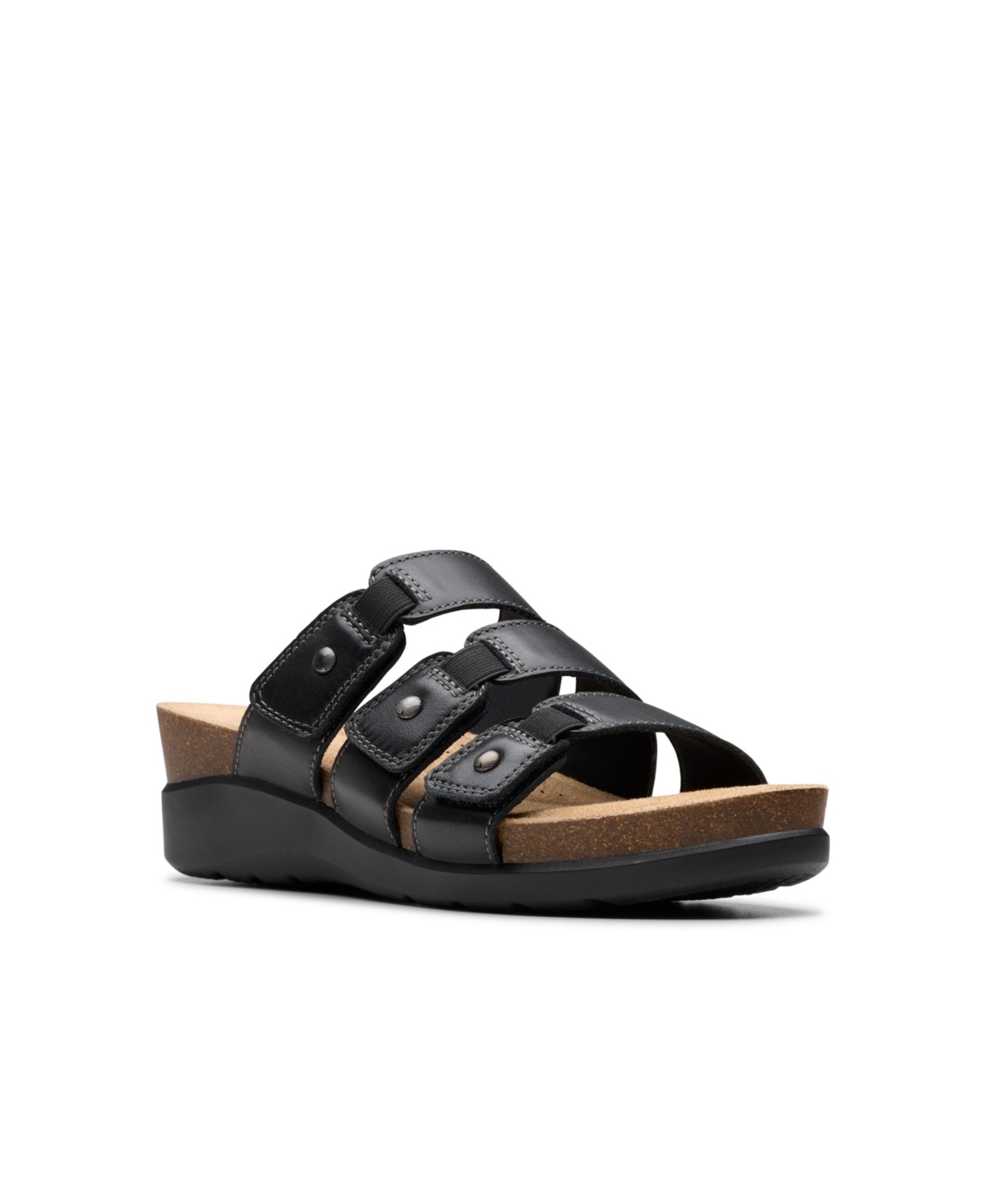 Shop Clarks Collection Women's Calenne Lily Wedge Sandals In Black Leather