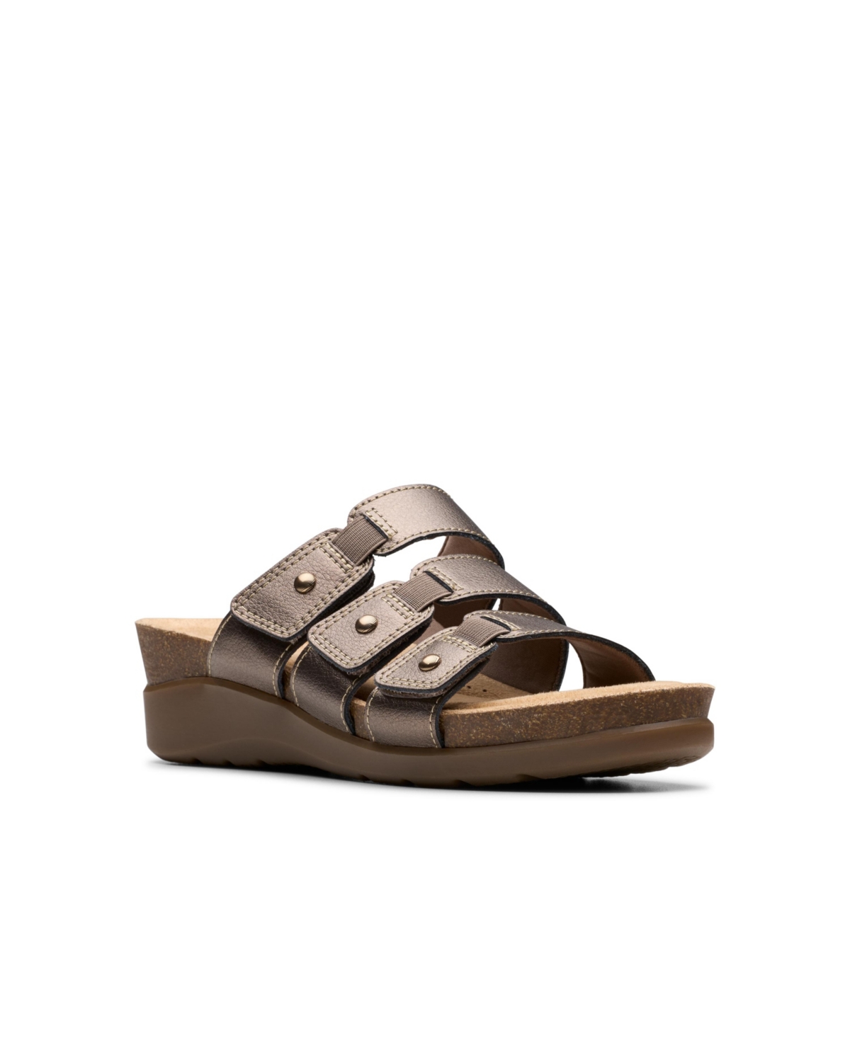 Clarks Collection Women's Calenne Lily Wedge Sandals In Bronze Metallic Leather