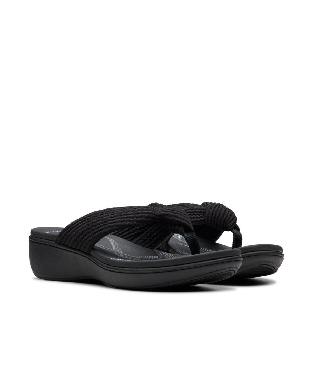 Clarks Cloudsteppers Women's Breeze Rae Erin Slip-on Flat Sandals In Black Textile