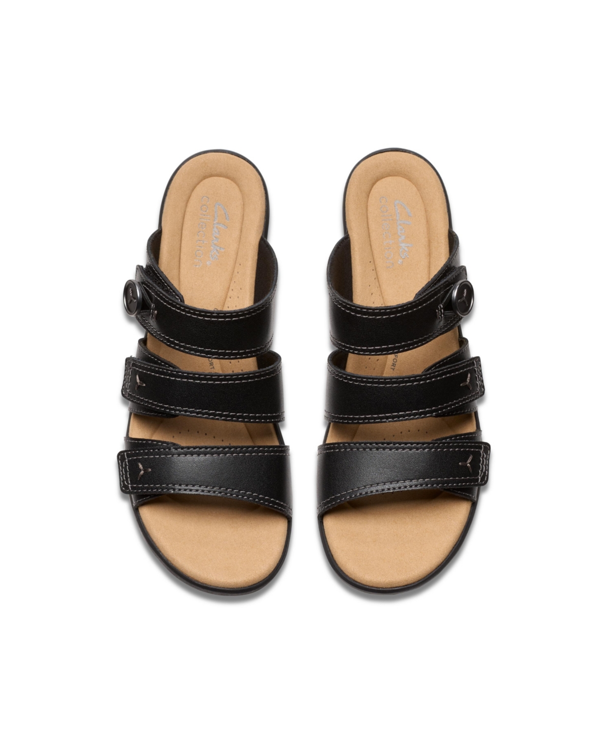 Shop Clarks Collection Women's Emily2 Adella Block Heel Sandals In Black Leather