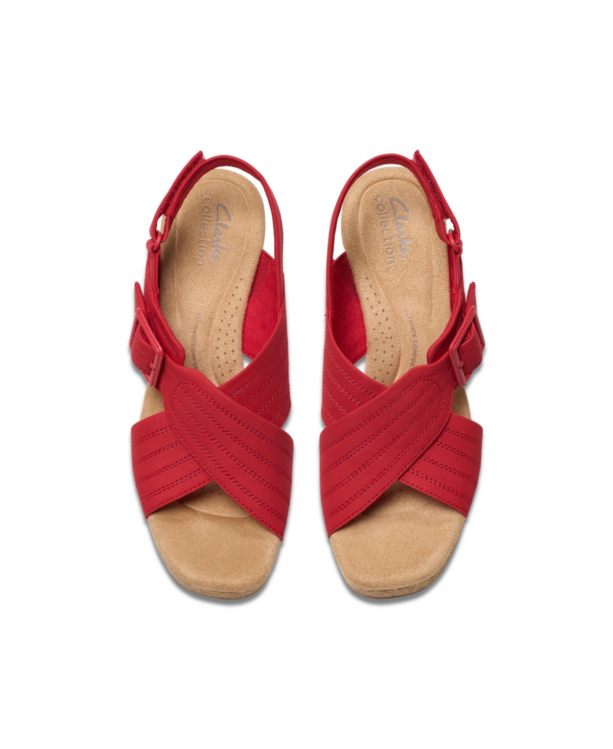 Clarks Collection Women's Nerisa West Wedge Sandals In Cherry Nubuck
