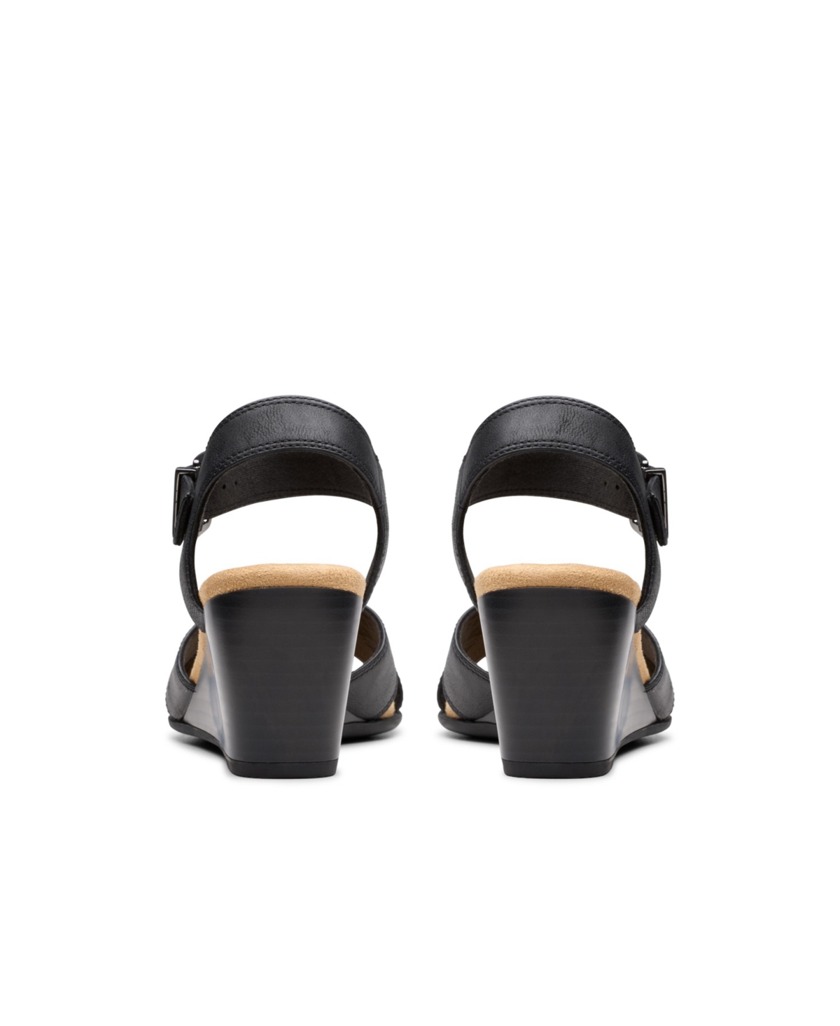 Clarks Collection Women's Emmalae Iris Wedge Sandals In Black Leather