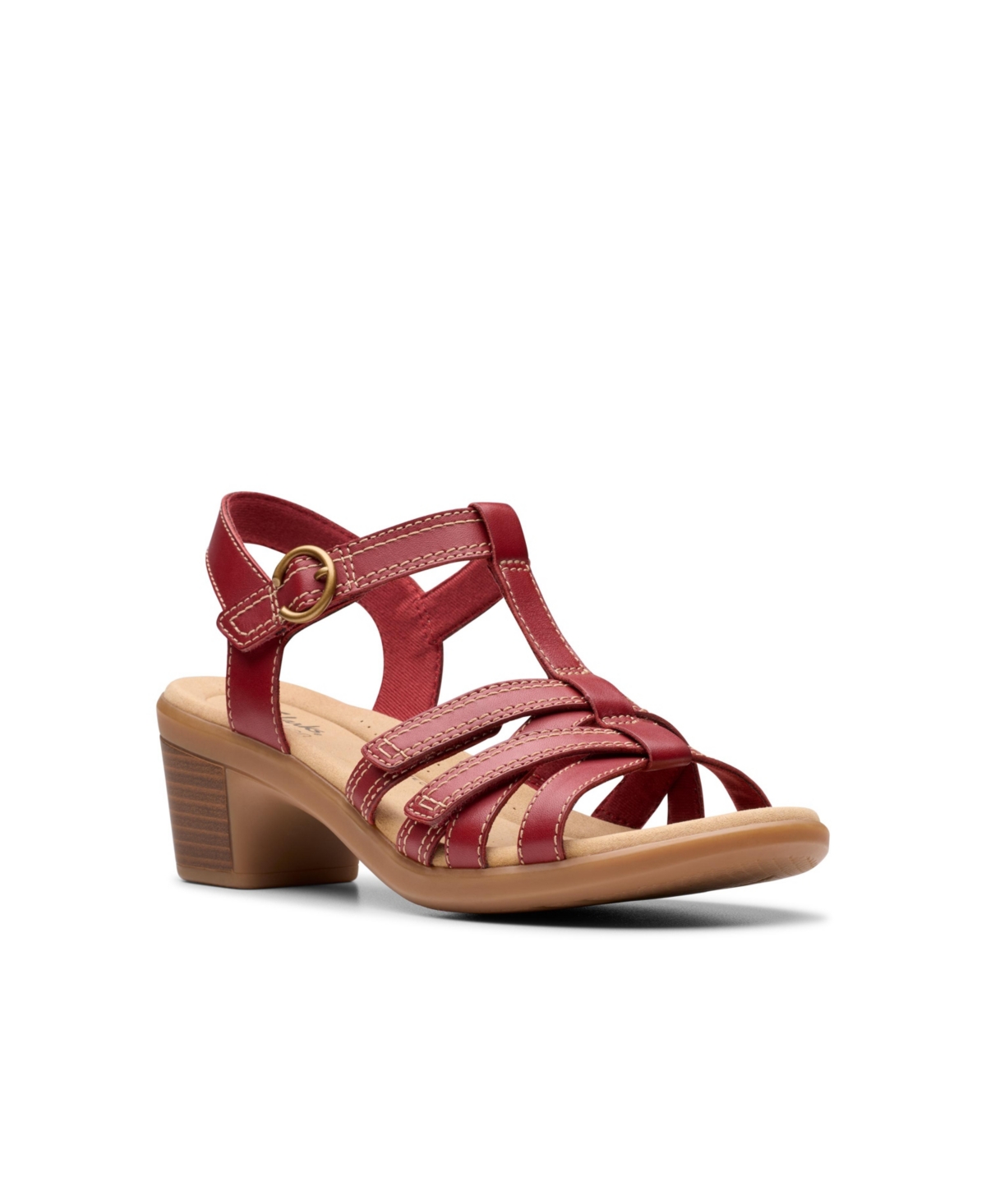 Shop Clarks Collection Women's Emily2 Rose Block Heel Sandals In Red Leather