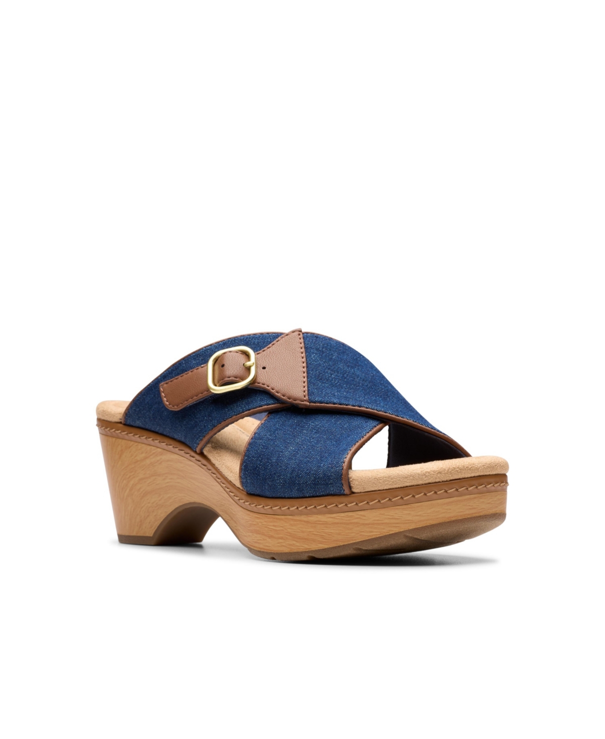 Clarks Collection Women's Seannah Nora Wedge Sandals In Dark Denim Textile