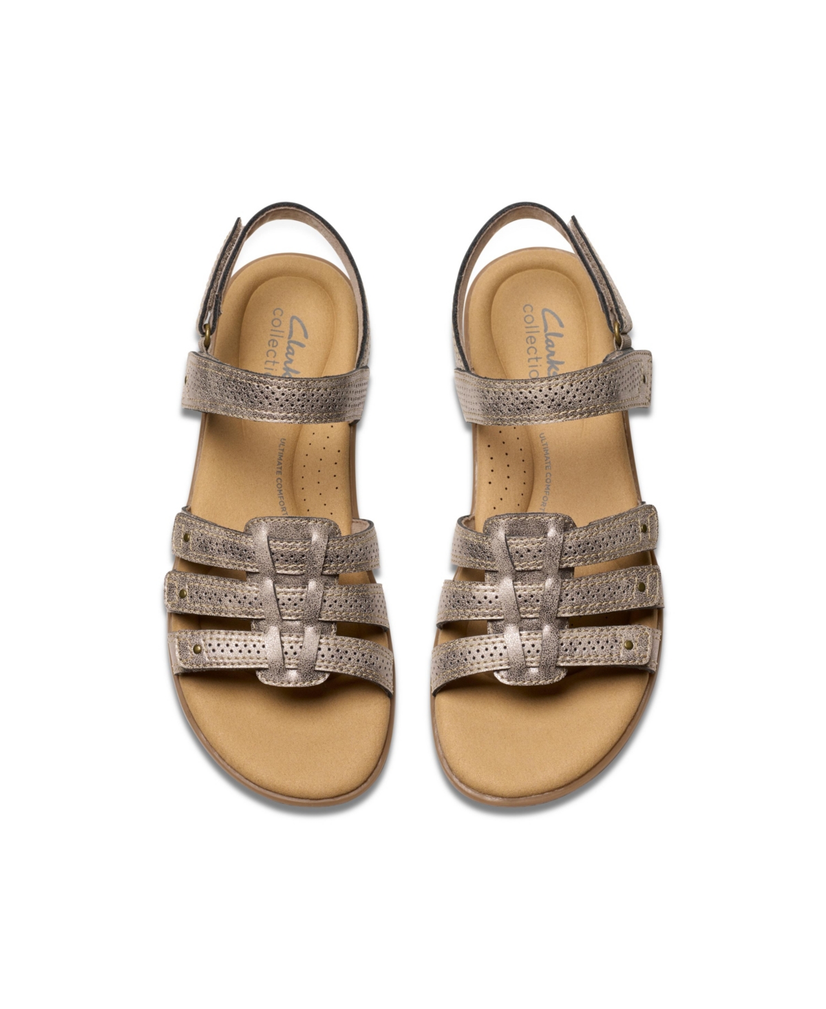 Clarks Collection Women's Elizabelle Kay Riptape Flat Sandals In Taupe Metallic