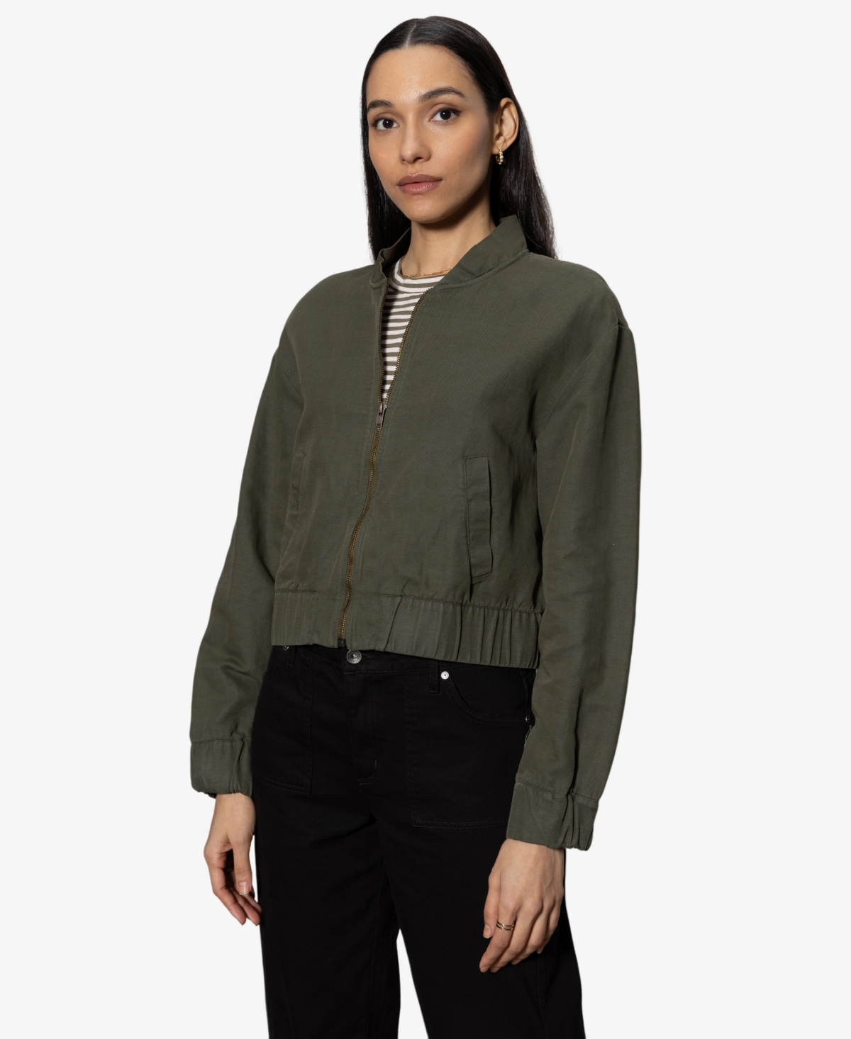 Sanctuary Linen Blend Bomber Jacket In Kalamata
