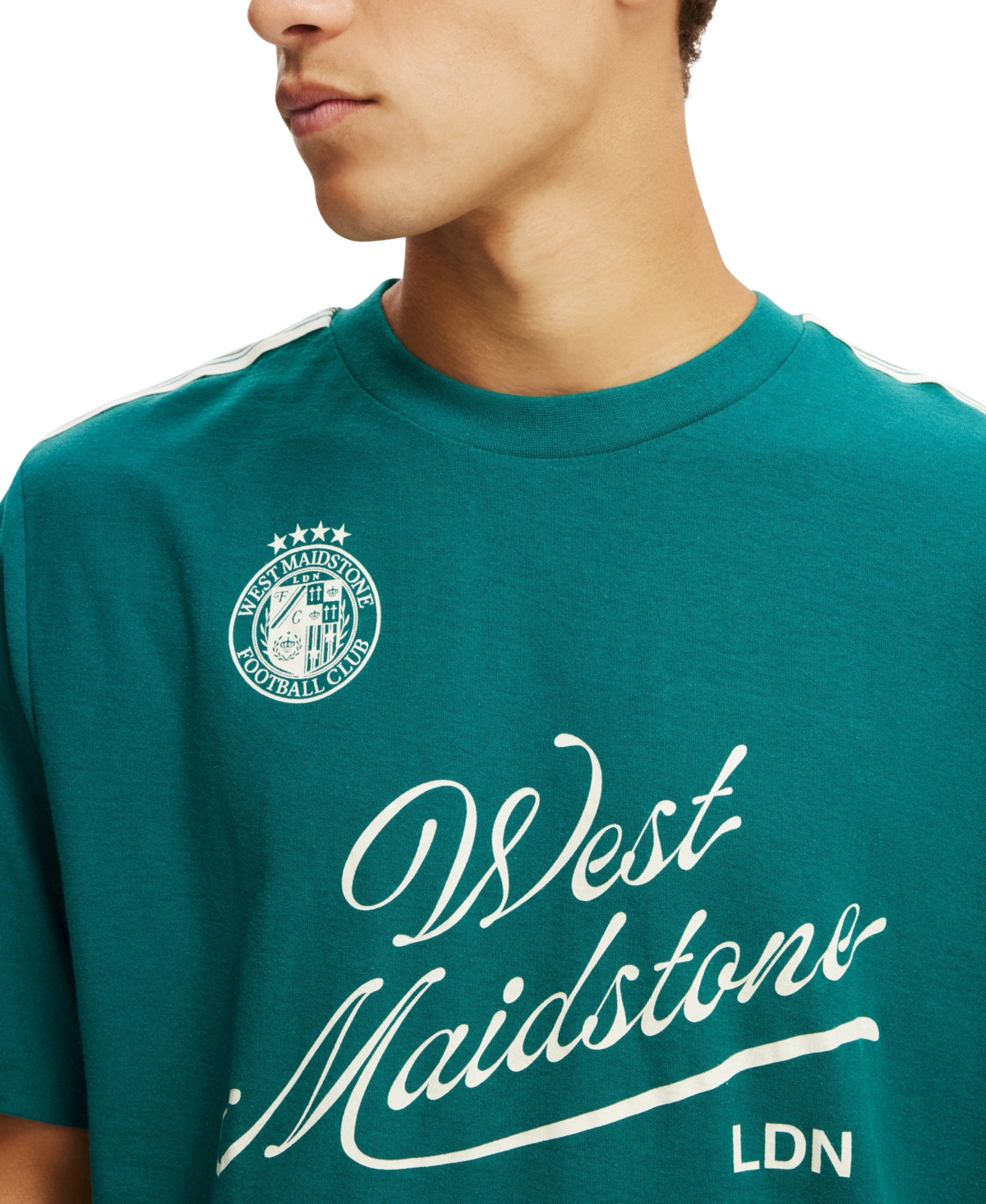 Shop Cotton On Men's Cropped Graphic T-shirt In Emerald,west Maidstone