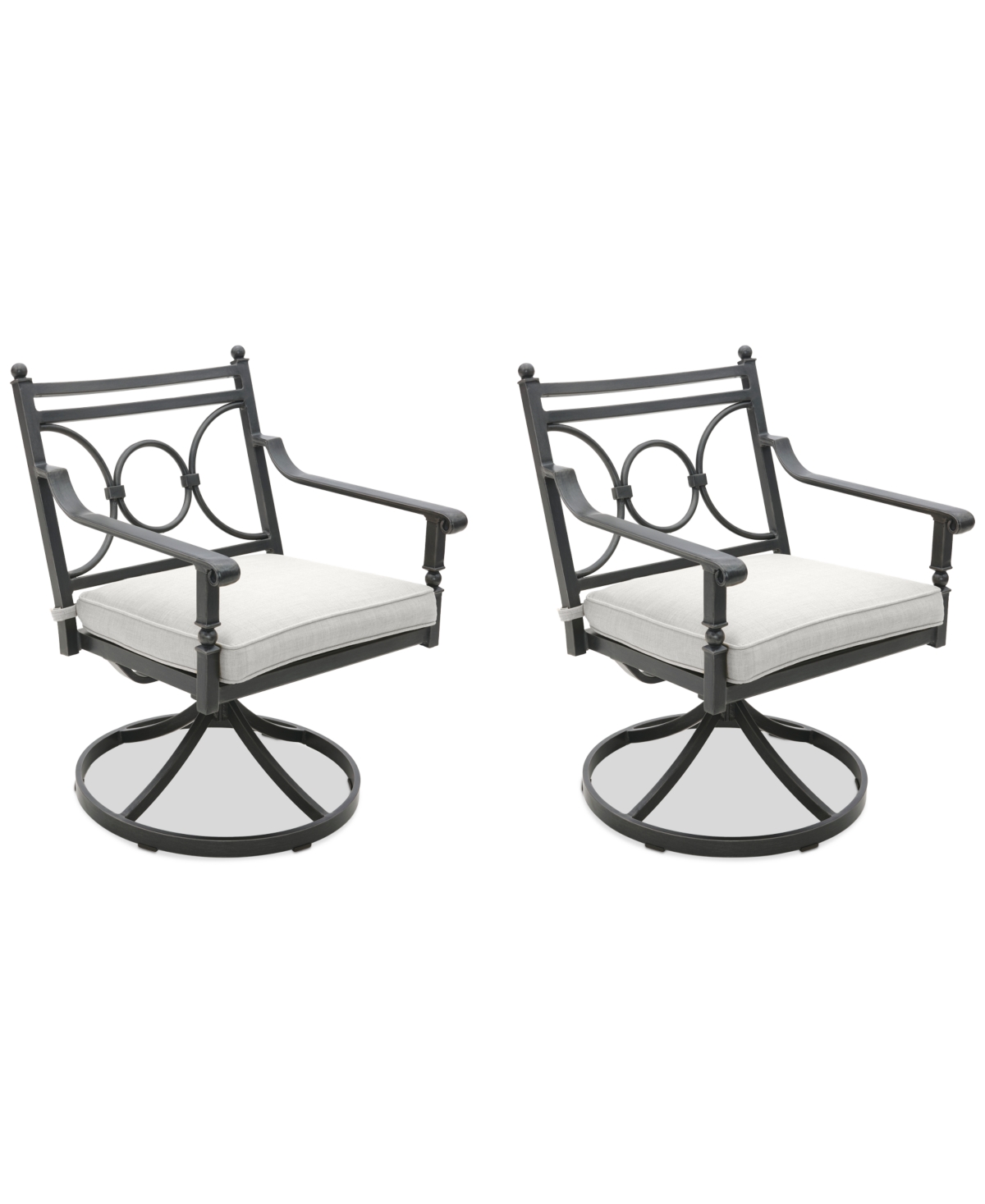 Agio Wythburn Mix And Match Scroll Outdoor Swivel Chairs, Set Of 2 In Pearl White,pewter Finish