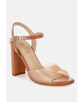 Womens Kessel Tinted Clear Strap Block Heel Sandals