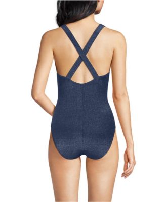 Women's Chlorine Resistant Shine X-Back High Leg Soft Cup Tugless One Piece Swimsuit