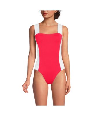 Women's Square Neck High Leg One Piece Swimsuit