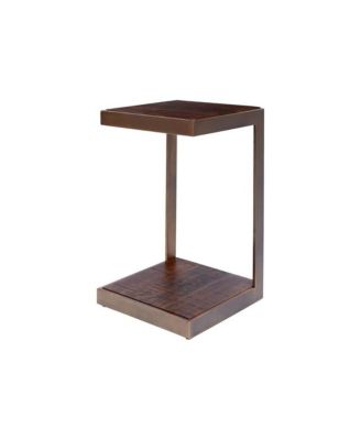 Global Archive Distressed Acacia and Stainless Steel "C" Table