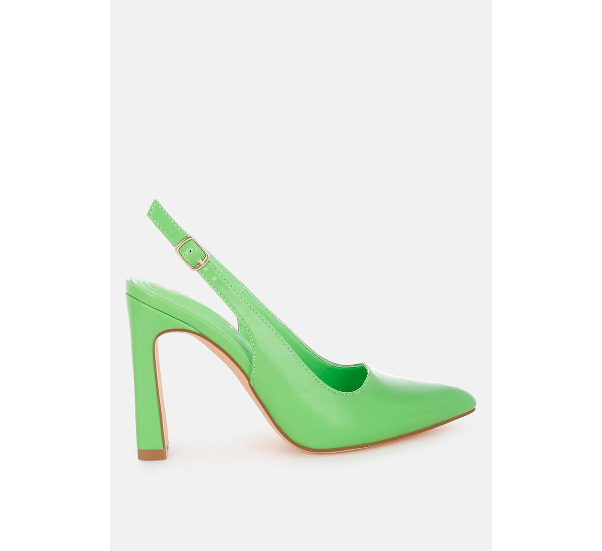 Sarka Pointy Toe Slingback Pumps - Green