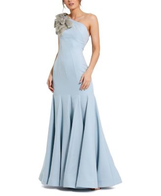 Women's Crepe One Shoulder Gown With Flower