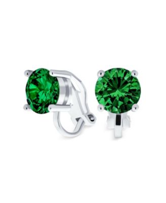Classic 2CT Solitaire Round Cubic Zirconia CZ Clip On Stud Earrings Non Piercing