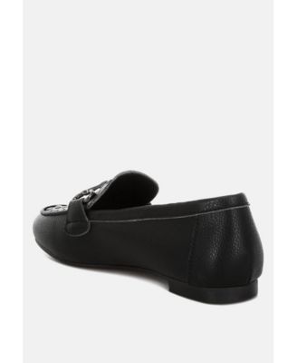 Modaha Horsebit & Studs Embellished Real Leather Loafers