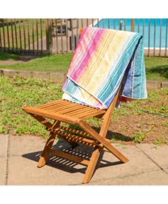 Outdoor Solid Teak Wood with Stained Finish Hyannis Folding Dining Chairs - Light Brown