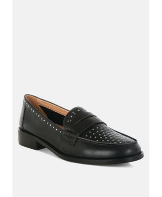Womens Raisa Stud Embellished Penny Loafers