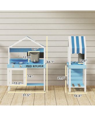 Mud Kitchen for Kids, Outdoor Play Kitchen w/ Sink, Faucet, Water k