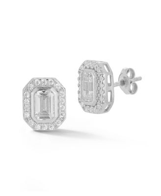 Rachel Zoe 14K Gold Plated Sterling Silver Emerald Cut Studs Silver