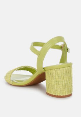 Womens Tulata Raffia Pin Buckle Block Heels
