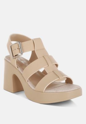 Womens Avalon Chunky Pin Buckle Platform Heels