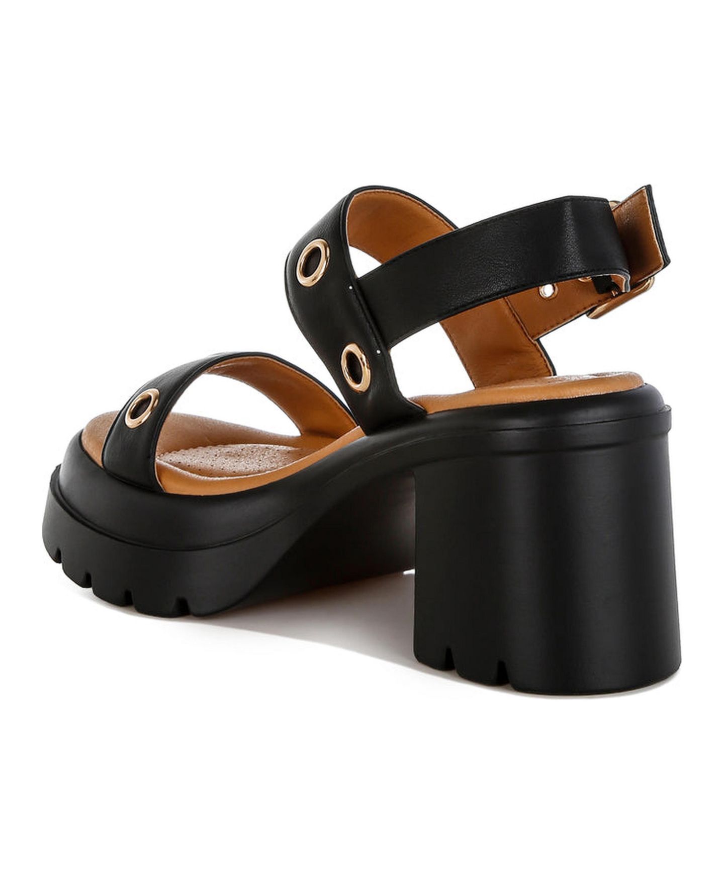 Женские сандалии London Rag Urla Eyelet Detail Platform Heel, цвет: Чёрный гладкий — фото 3