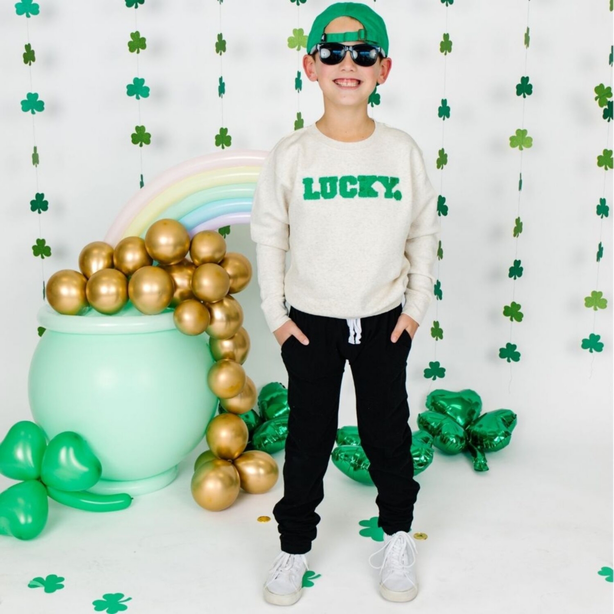 Sweet Wink Toddler Boys Lucky Varsity Patch St. Patrick's Day Sweatshirt