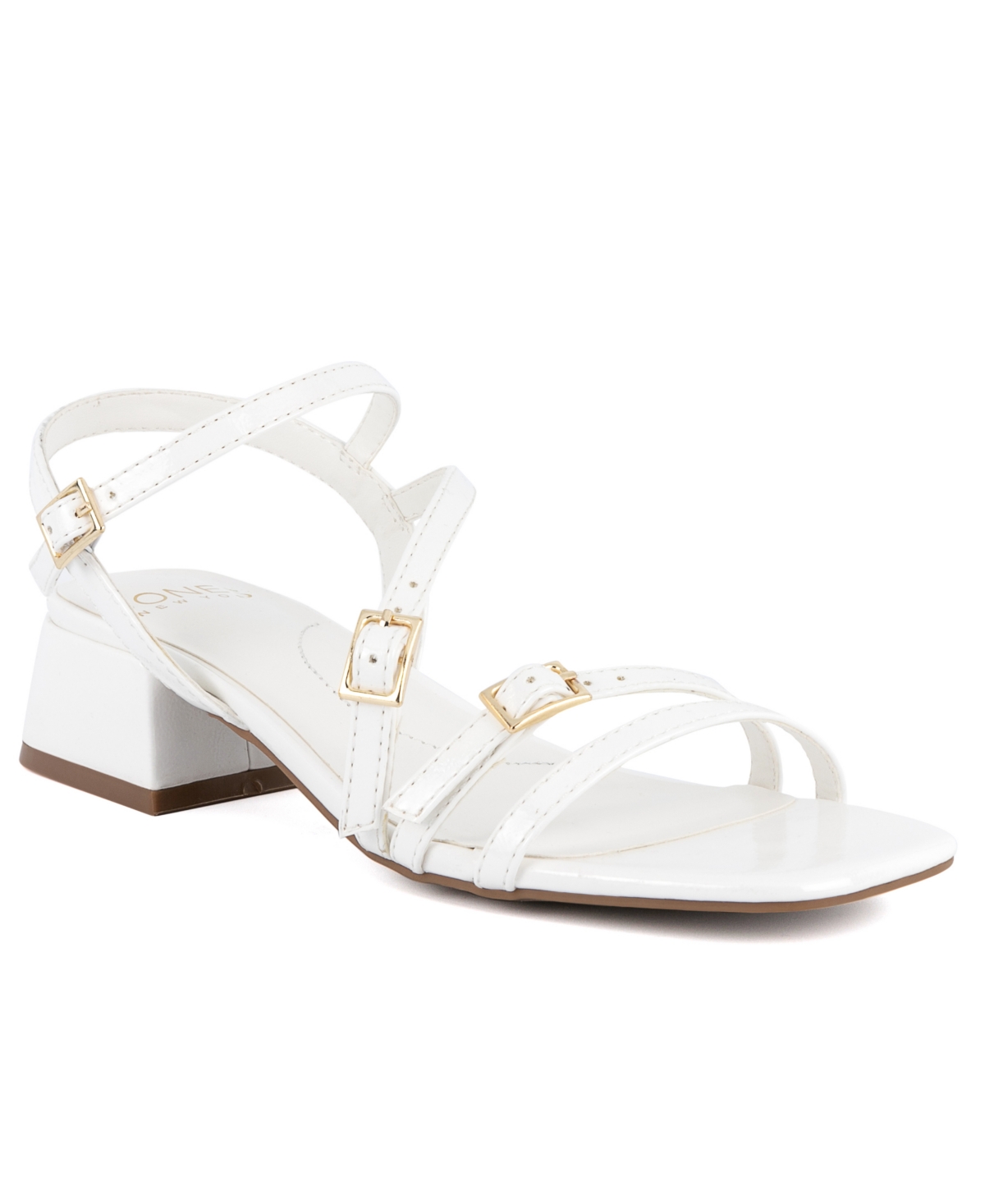 Jones New York Women's Unasyn Block Heel Strappy Dress Sandals In White