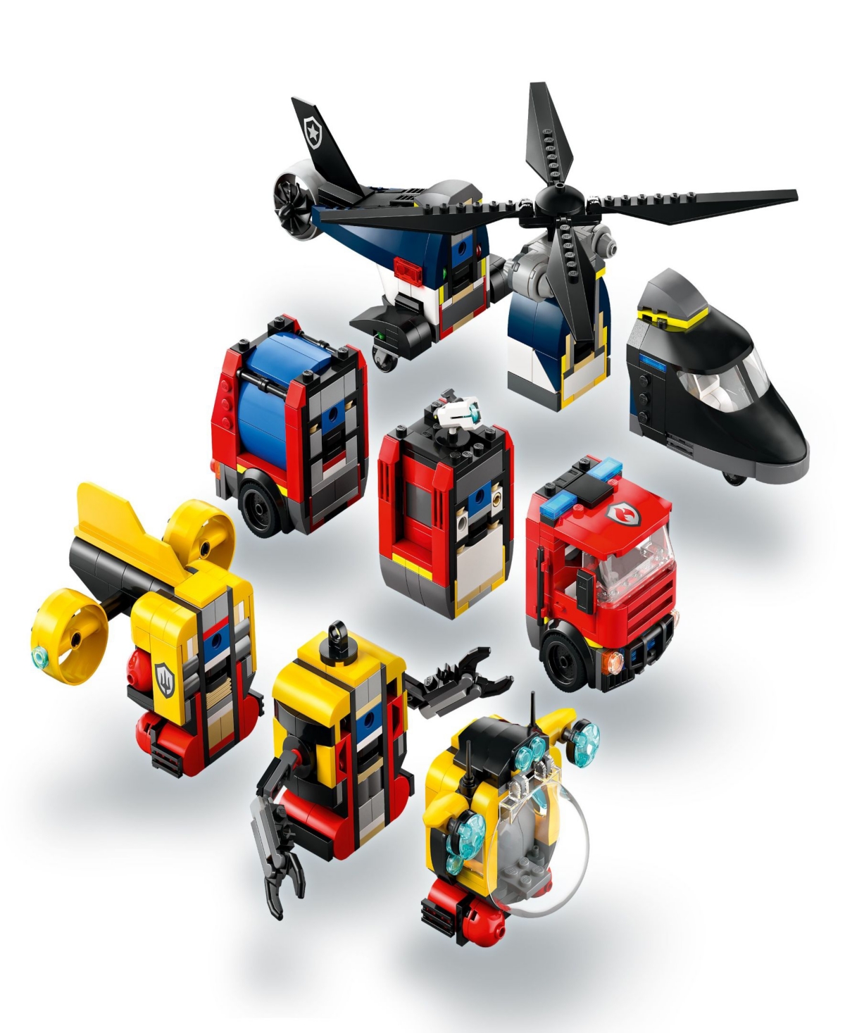 Lego City Helicopter And Fire Truck And Submarine Remix Building Toy 60462, 874 Pieces In Multi Color