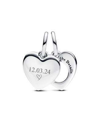 Engravable Heart Magnifying Glass Double Dangle Charms