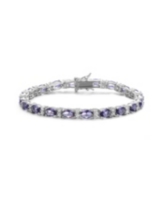 Sterling Silver with Colored Cubic Zirconia Tennis Bracelet in White Gold Plated, 14K Gold Plated, or 18K Rose Gold Plated - Pu