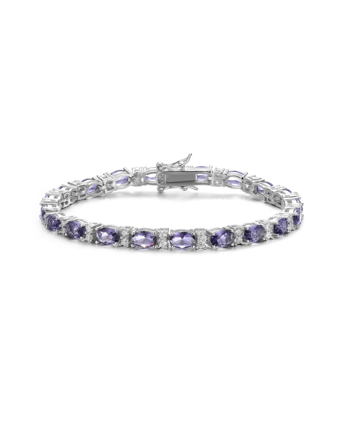 Sterling Silver with Colored Cubic Zirconia Tennis Bracelet in White Gold Plated, 14K Gold Plated, or 18K Rose Gold Plated - Green