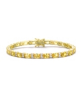 Sterling Silver with Colored Cubic Zirconia Tennis Bracelet in White Gold Plated, 14K Gold Plated, or 18K Rose Gold Plated - Ye