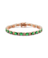 Sterling Silver with Colored Cubic Zirconia Tennis Bracelet in White Gold Plated, 14K Gold Plated, or 18K Rose Gold Plated - Gr