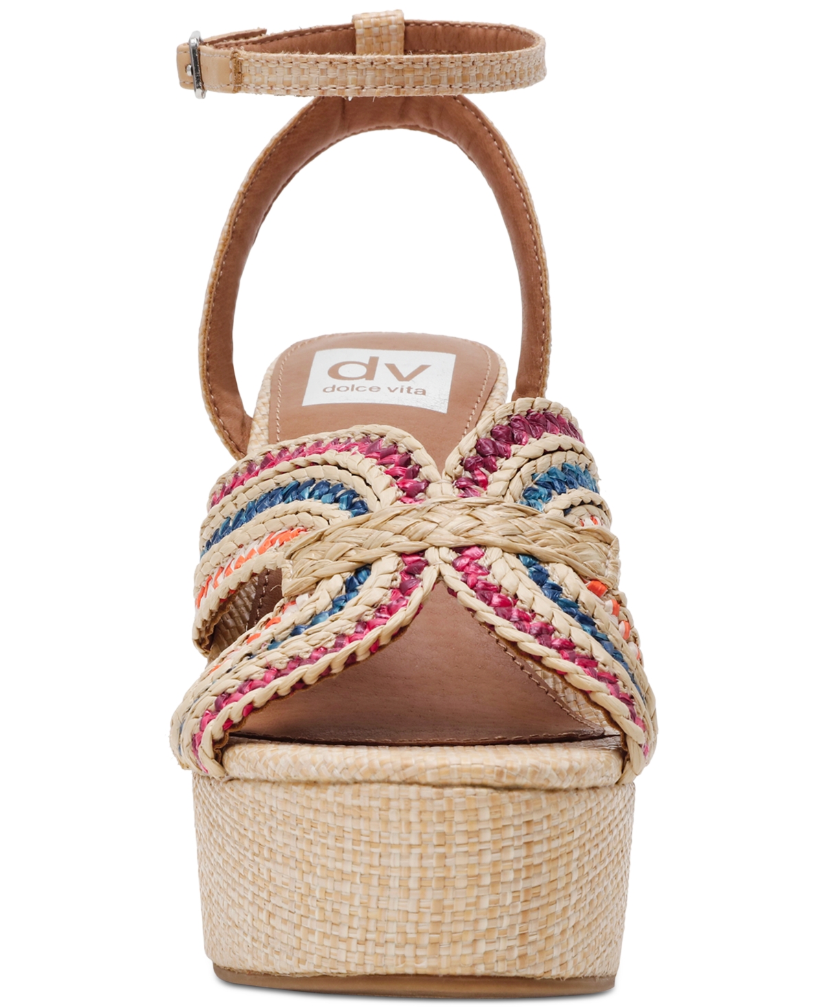 Dv Dolce Vita Women's Waylan Raffia Platform Crossband Dress Sandals In Rainbow Raffia