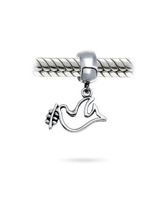 World Peace Dove Dangle Charm Bead Sterling Silver European Bracelets