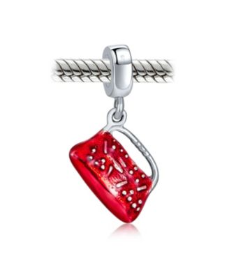 Dangle Charm Bead Red Clutch Purse Sterling Silver European Bracelet