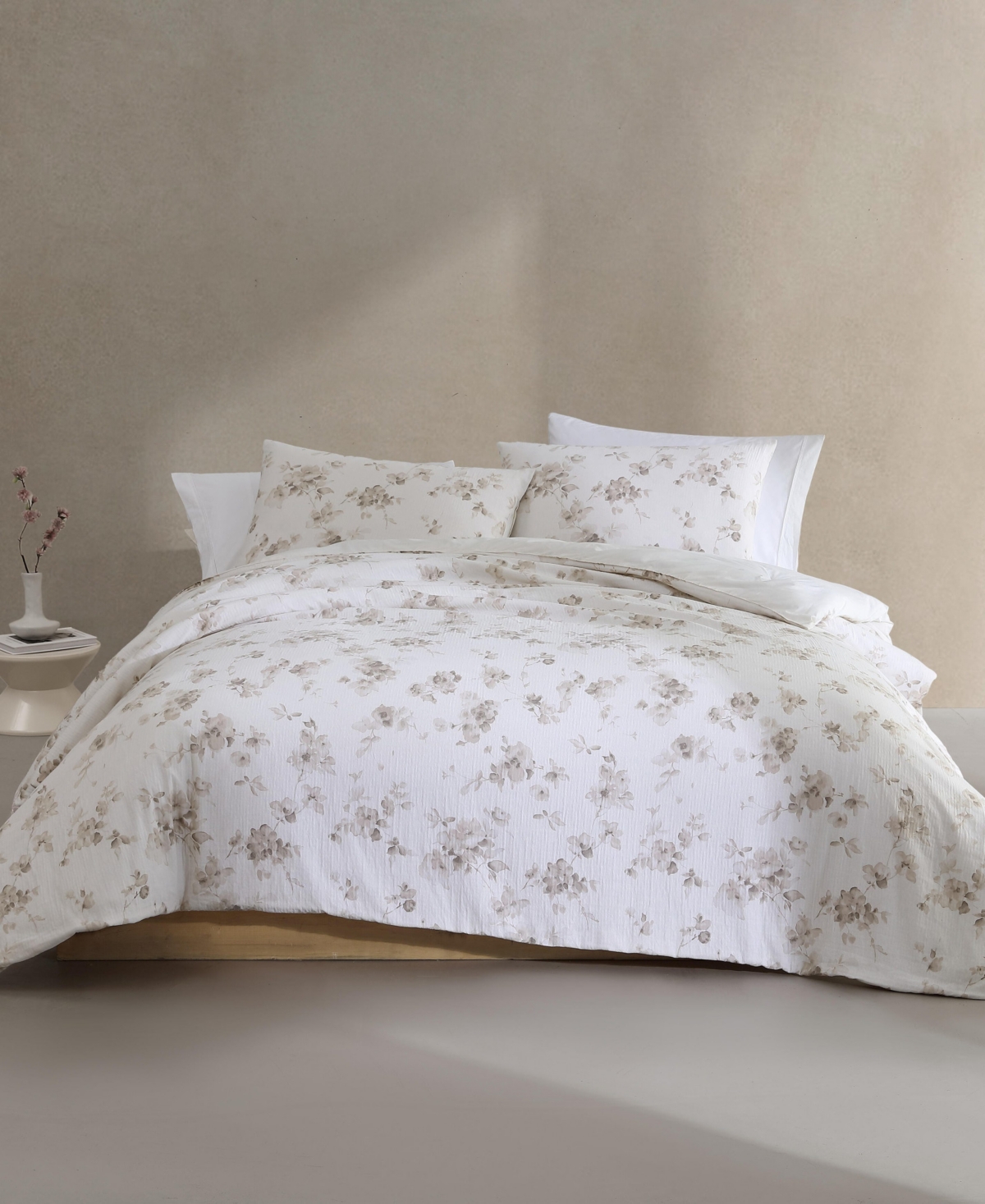 Calvin Klein Spring Branches Cotton Jacquard 3-pc. Comforter Set, Queen In Ivory,beige