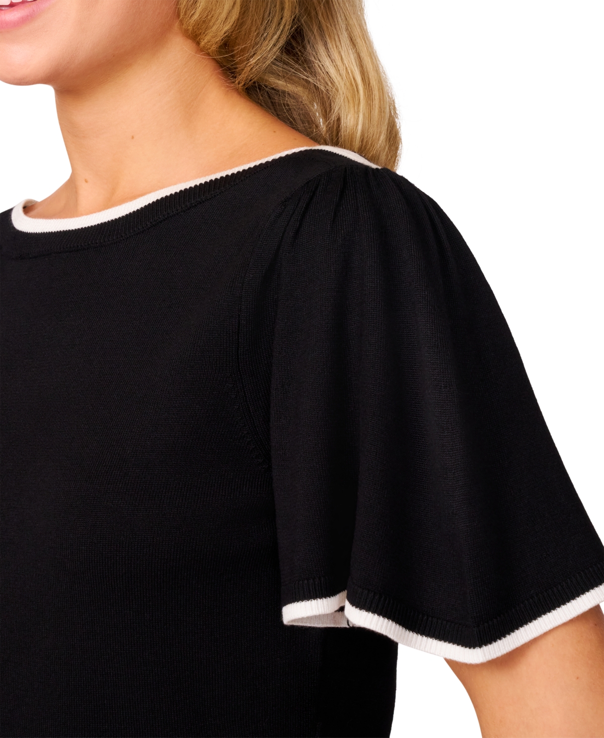 Melissa Paige Petite Boat-Neck Flutter-Sleeve Sweater