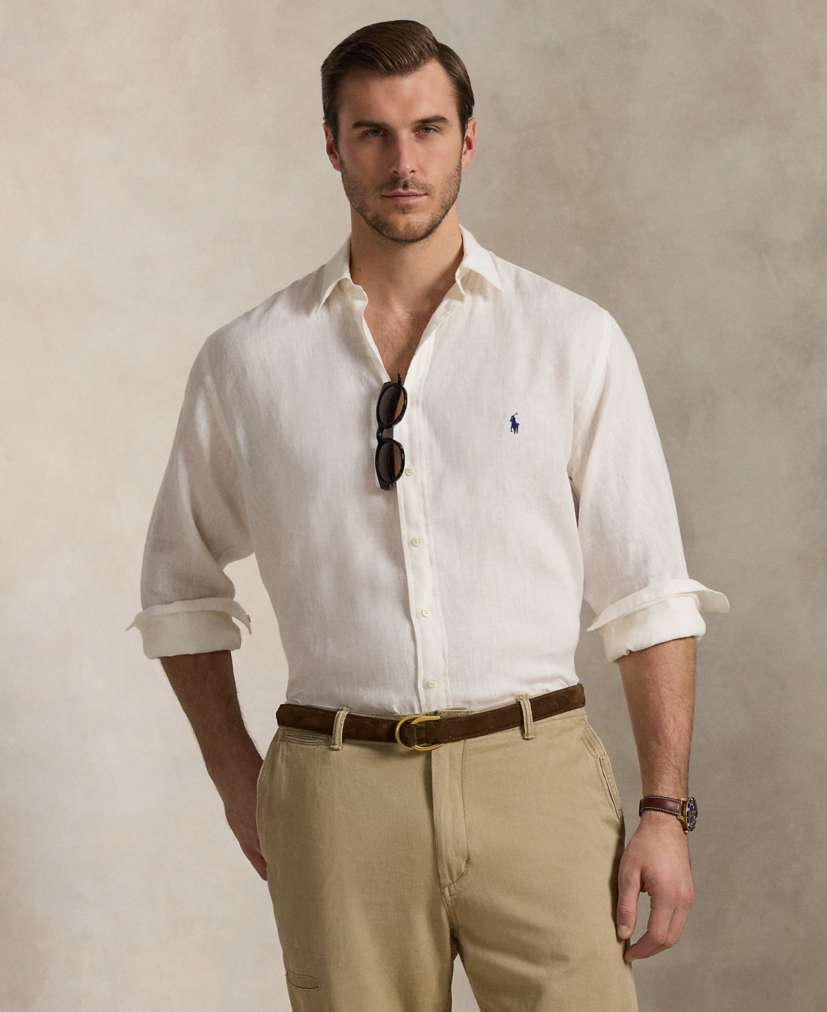 POLO RALPH LAUREN MEN'S BIG & TALL LINEN SHIRT 