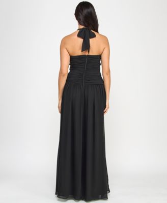black flowy halter dress Black Halter Maxi Dress