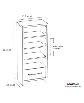 165100 Decorative Media Storage Tower Bookcase with Drawer, White