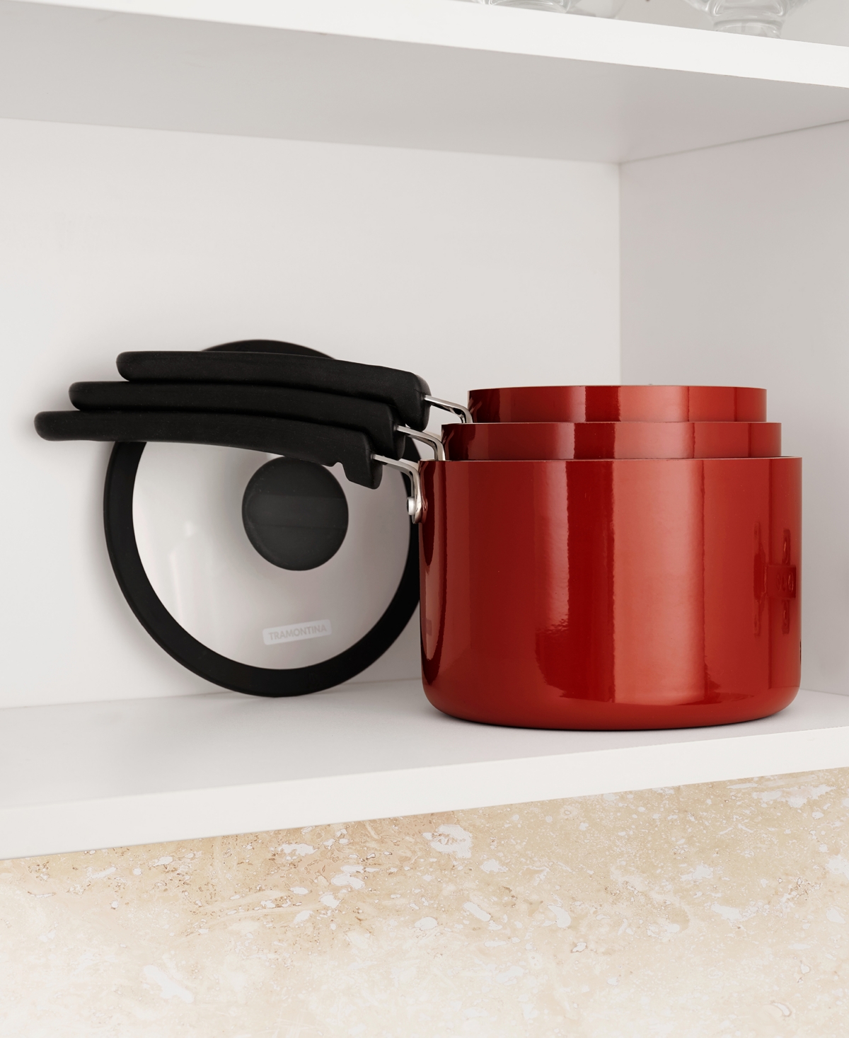 Tramontina Heavy-gauge Aluminum 6-pc. Nonstick Cookware Set In Red